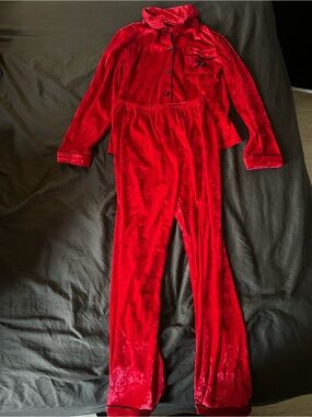 Velvet Red Pajama Set - Two Piece Lounge Set